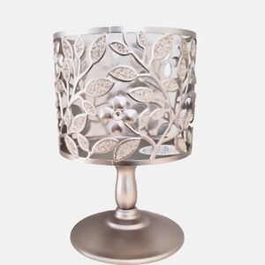 Elegant Silver Floral Candle Holder